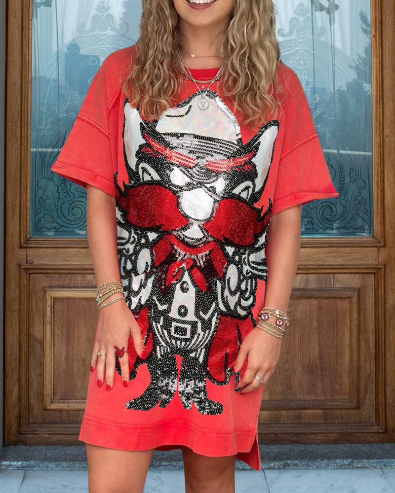 Cartoon Sequin T-shirt Dress