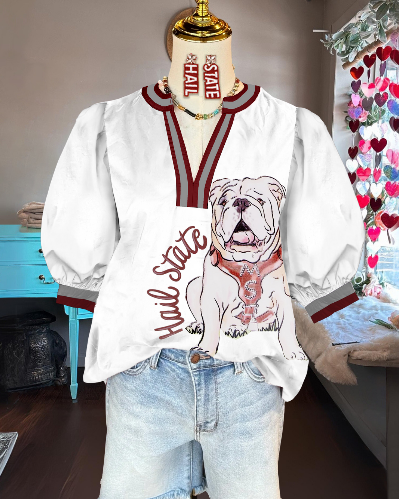 MSU Bulldogs Hail State Satin Top