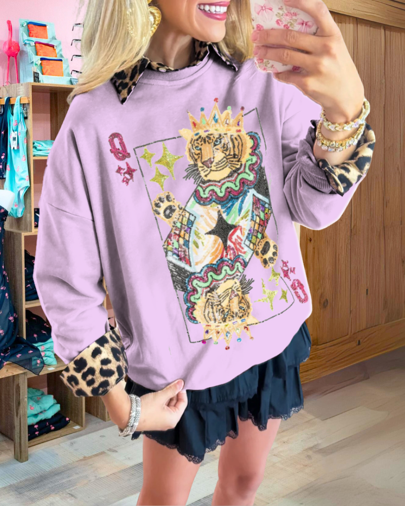 Sequin Tiger Poker Top
