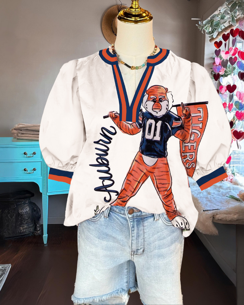 Auburn Tigers V-Neck Satin Top