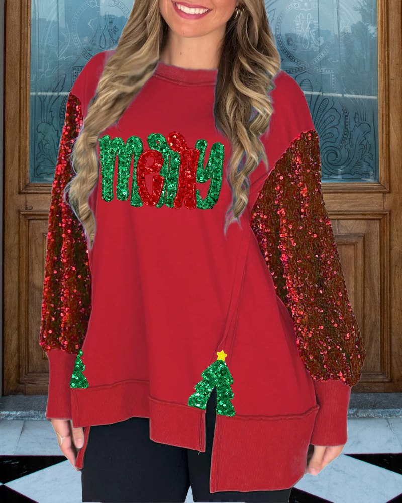 Merry Sequin Tree Sweatshirt