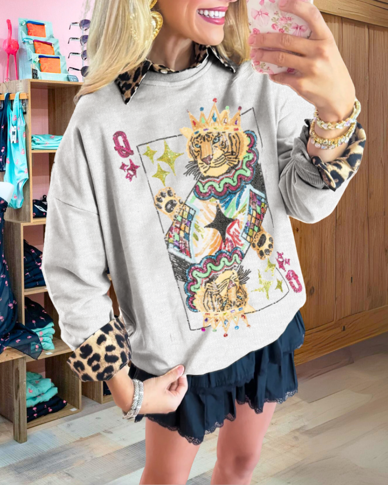 Sequin Tiger Poker Top