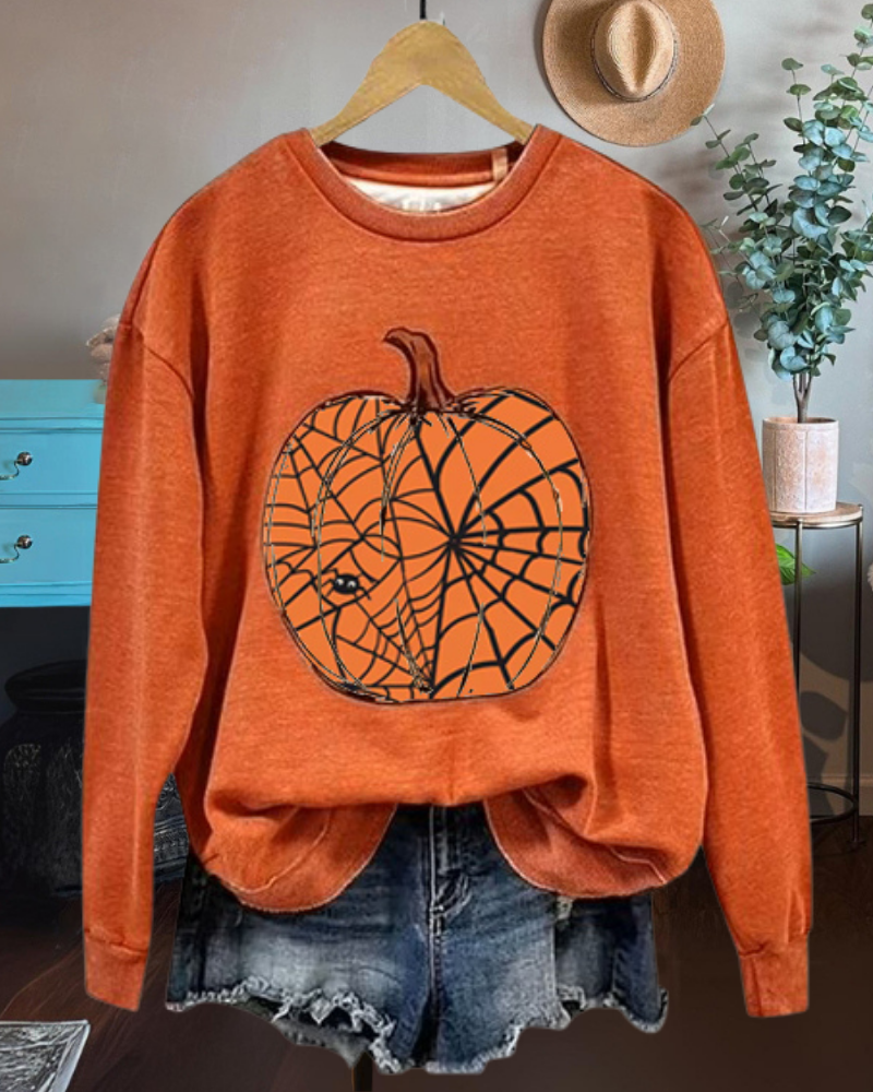 Spider Pumpkin Crewneck Sweatshirt