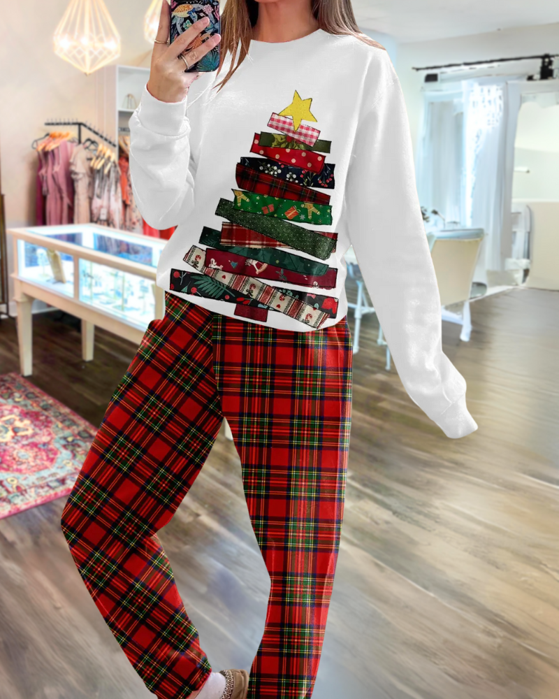 Fun Christmas Tree Crewneck Top