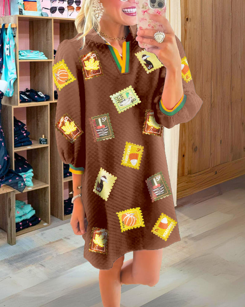 Sequin Stamp Mini Dress