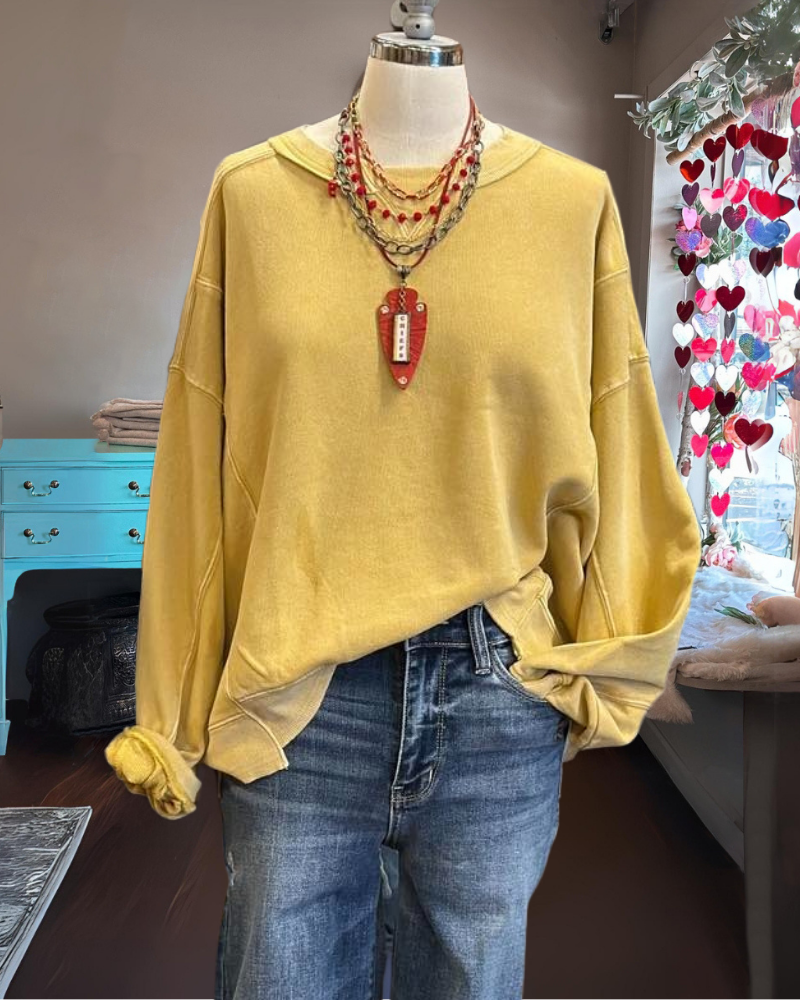 Oversized Solid Color Sweatshirt