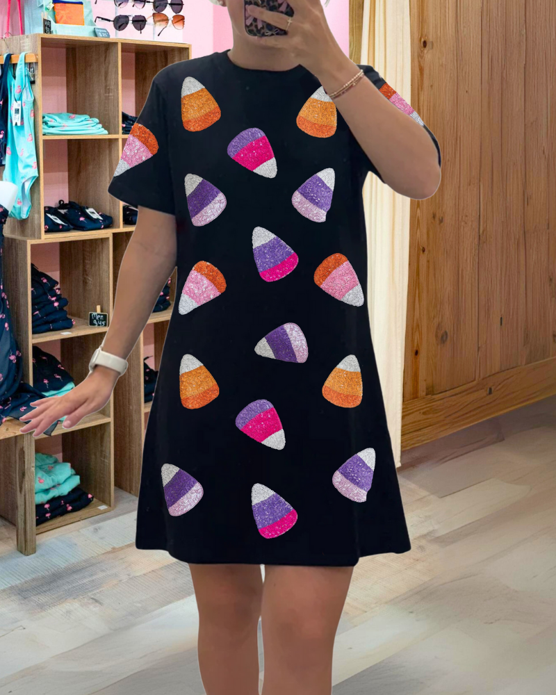 Candy Corn Sequin Mini Dress