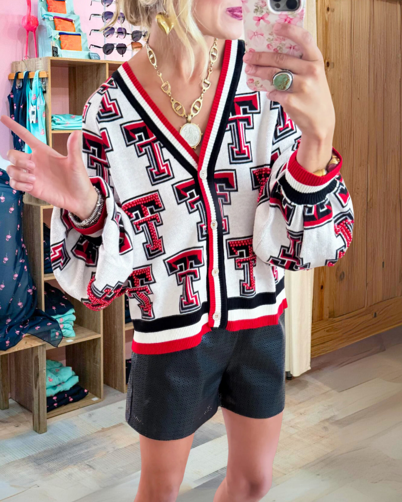 Texas Tech University Mascot Beaded Cardigan