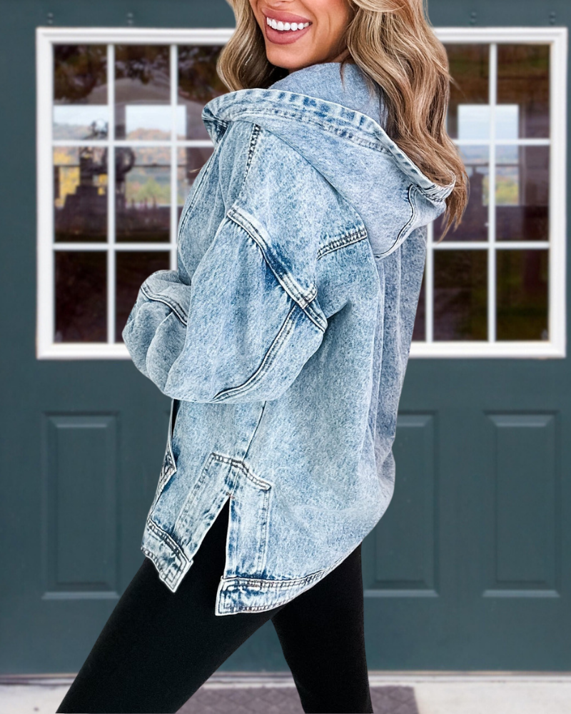 Casual Button Down Slit Hoodie