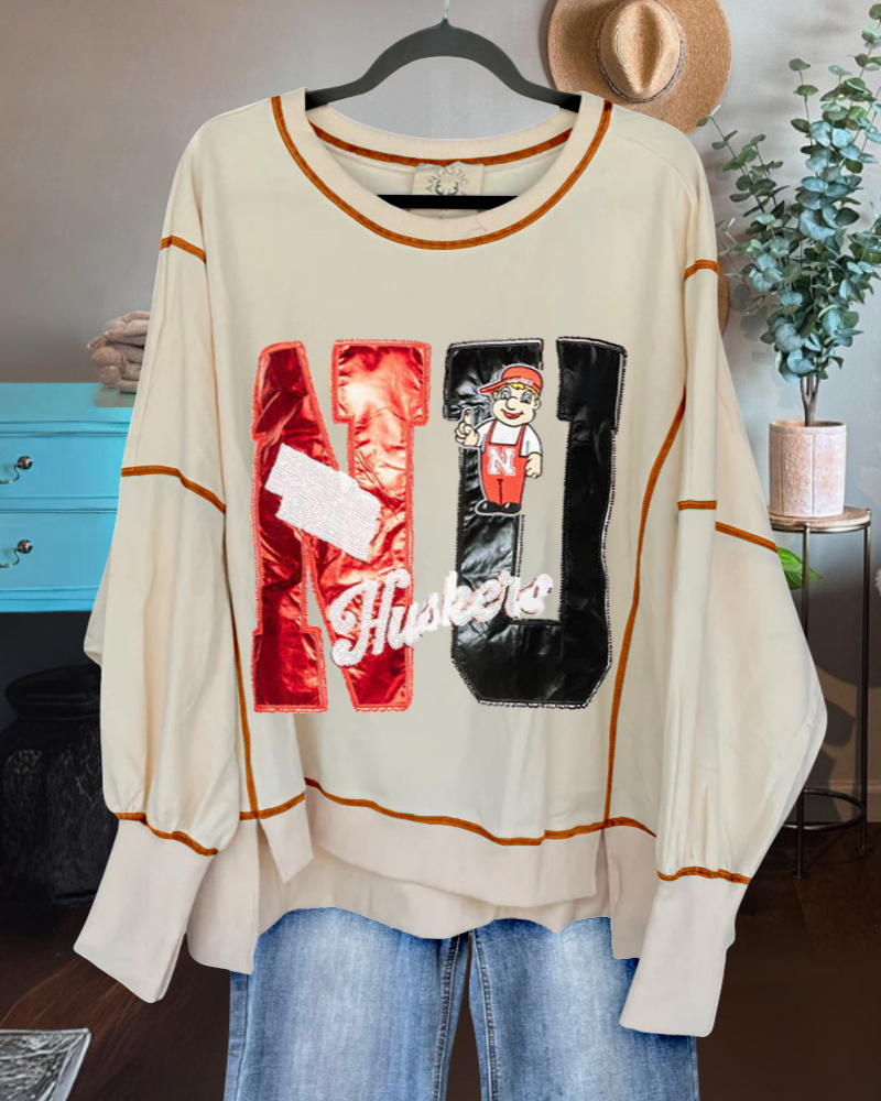 Nebraska Huskers Sequined Sweatshirt