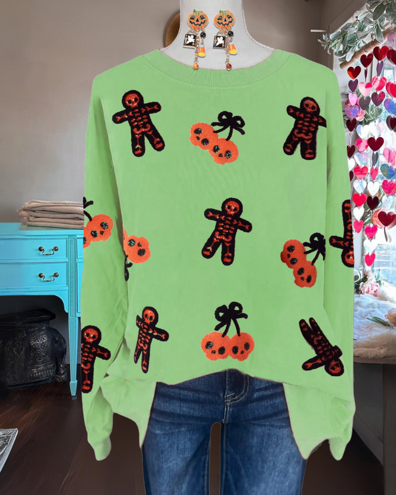 Cherry Skull Sequined Sweatshirt