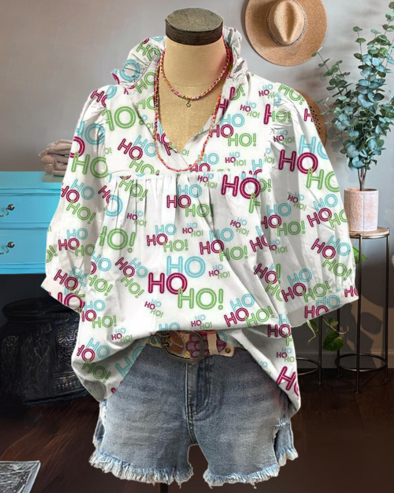 Christmas HOHO V-Neck Top