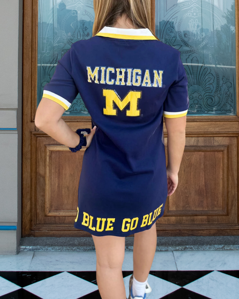 Michigan Wolverines Striped Trim Dress