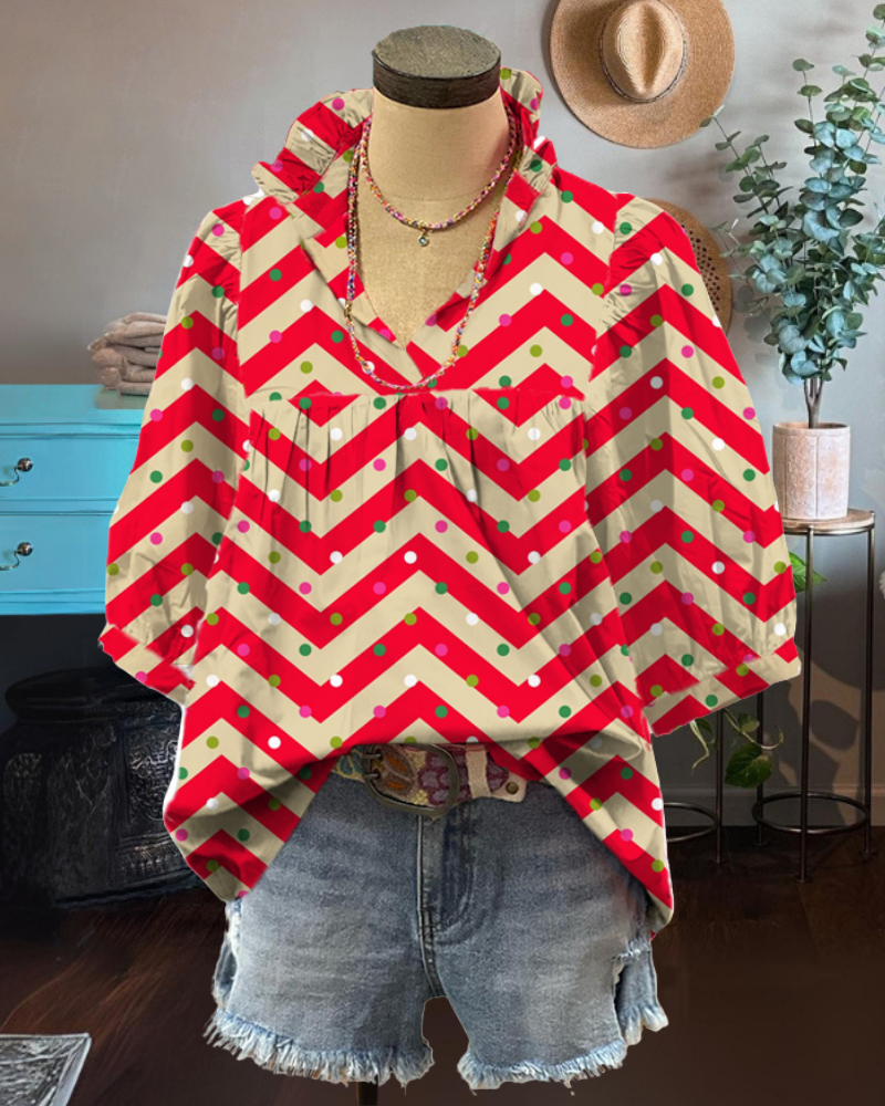 Christmas Polka Dot Wavy Top