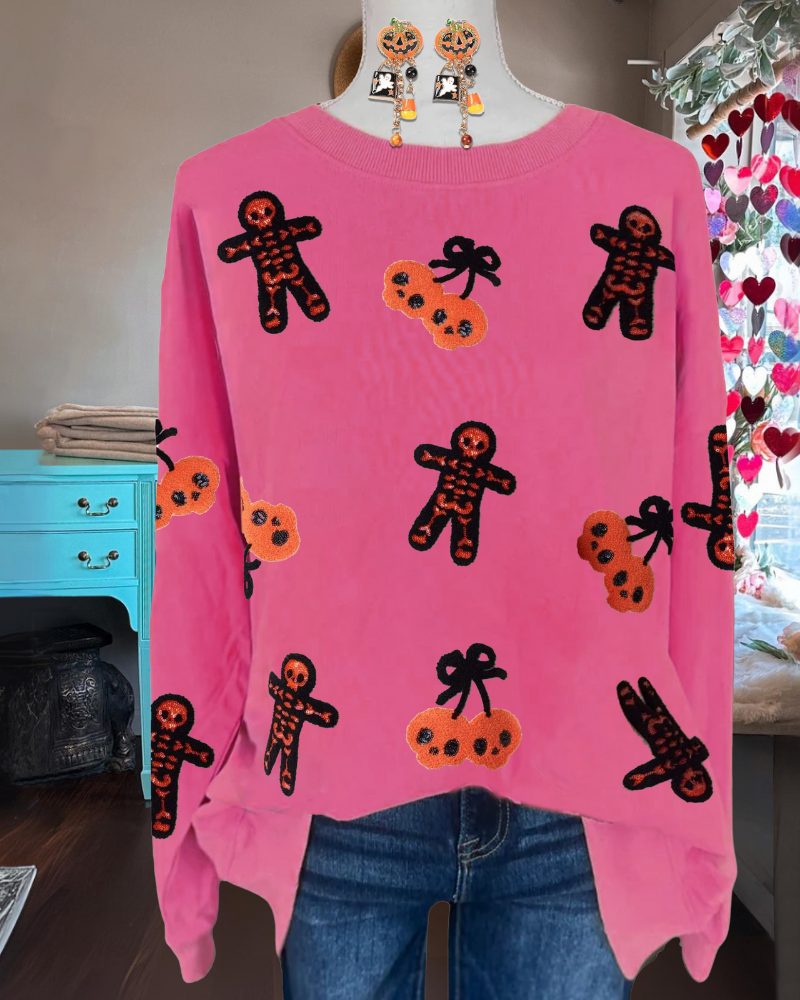 Cherry Skull Sequined Sweatshirt