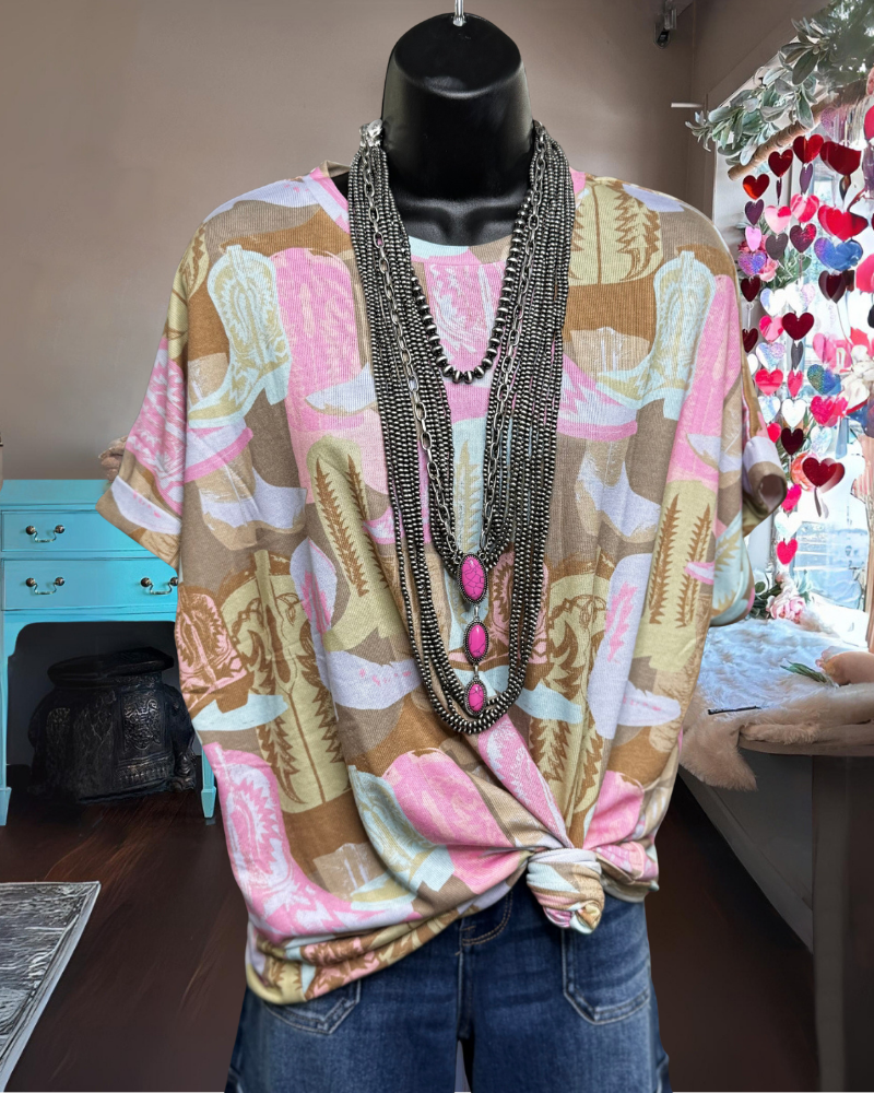 Chic Colorblock Boots T-shirt