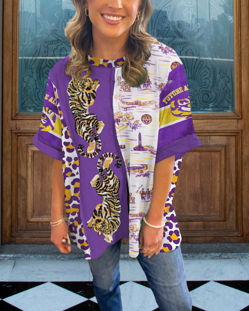 Sparkly Tiger Patchwork Tee