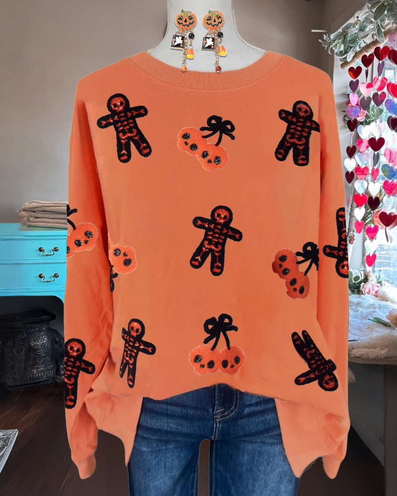 Cherry Skull Sequined Sweatshirt