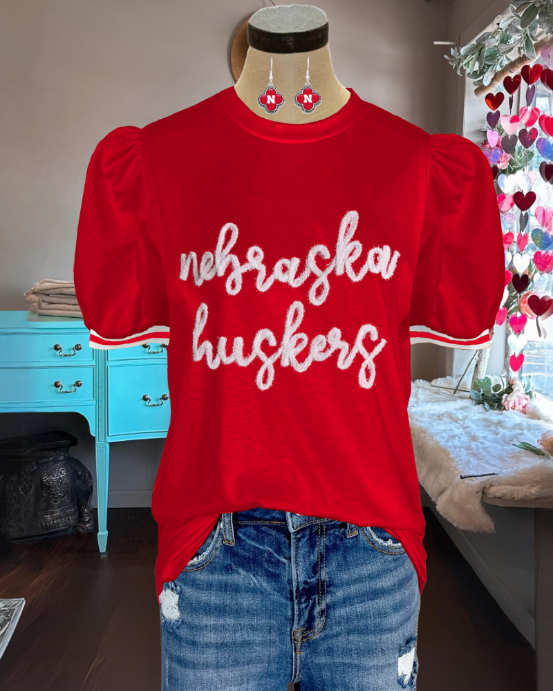 Nebraska Huskers Embroidered Top