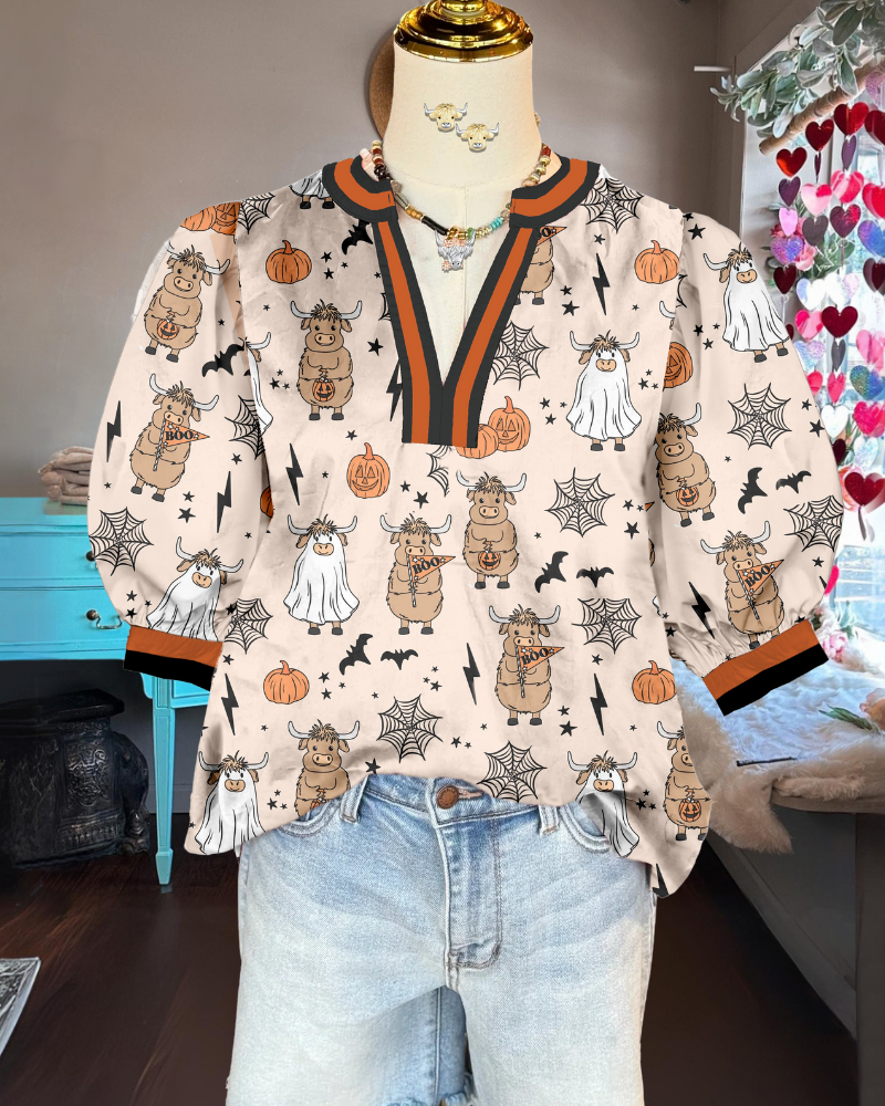 Halloween Satin Cute Holiday Motifs Top