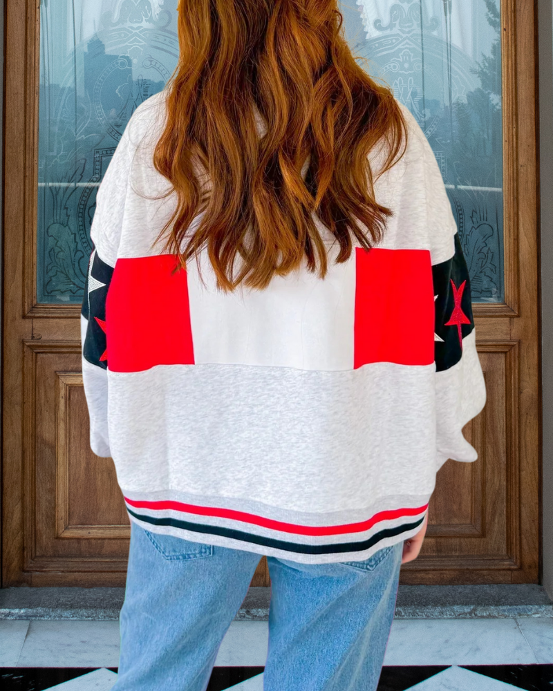 Texas Tech Sequin Stripe Trim Sweatshirt
