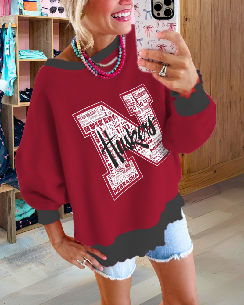 Nebraska Huskers Contrast Trim Sweatshirt