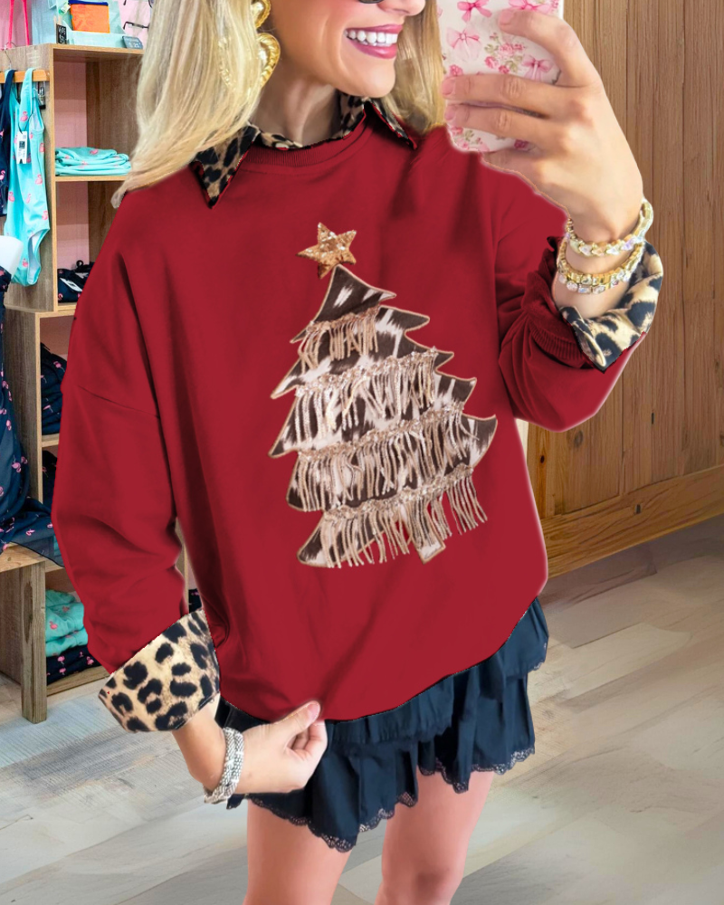 Playful Christmas Tree Graphic Sweatshirt