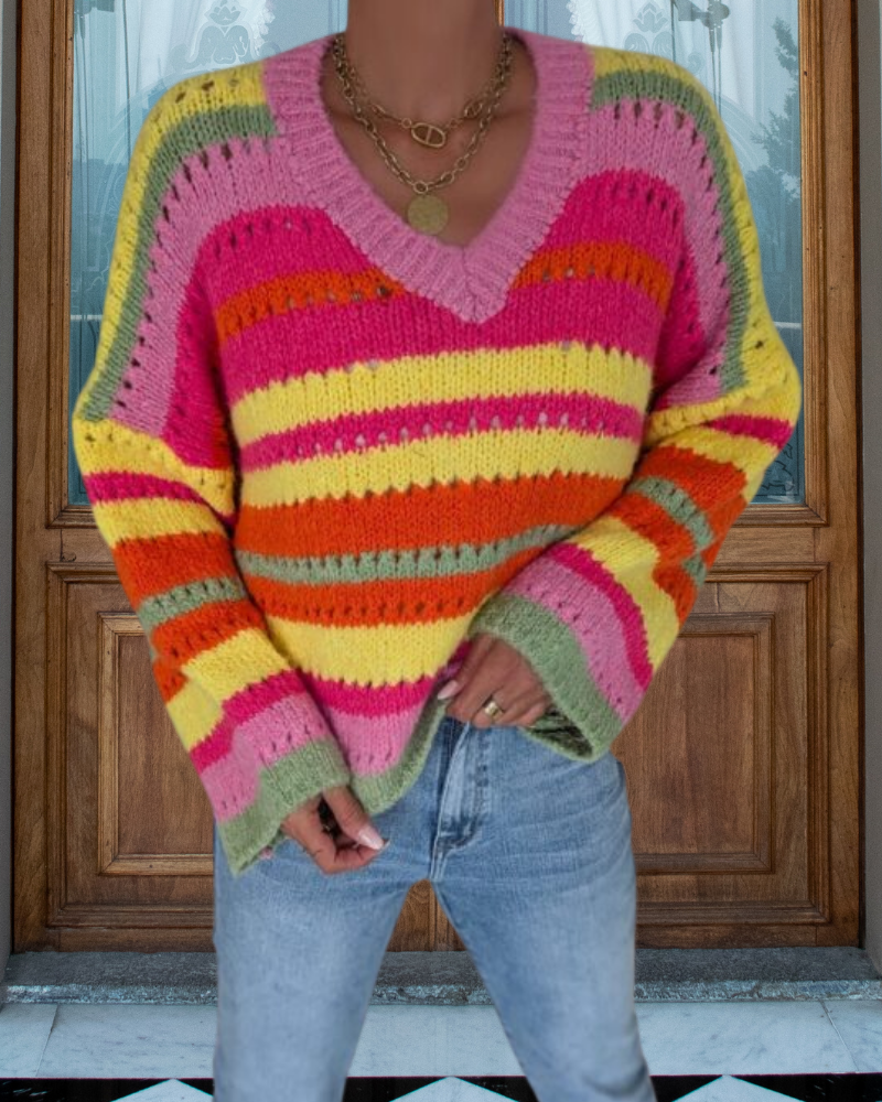 Chic Rainbow Knit Sweater