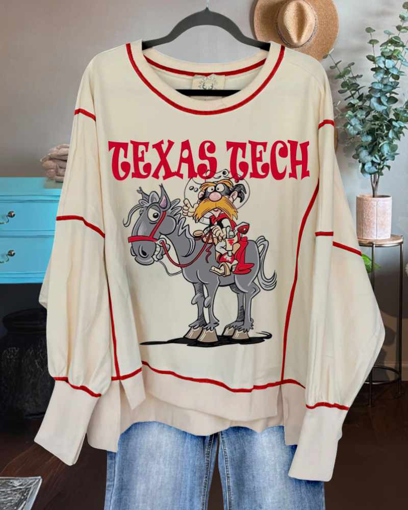 Oversized Texas Tech Fun Sweatshirt