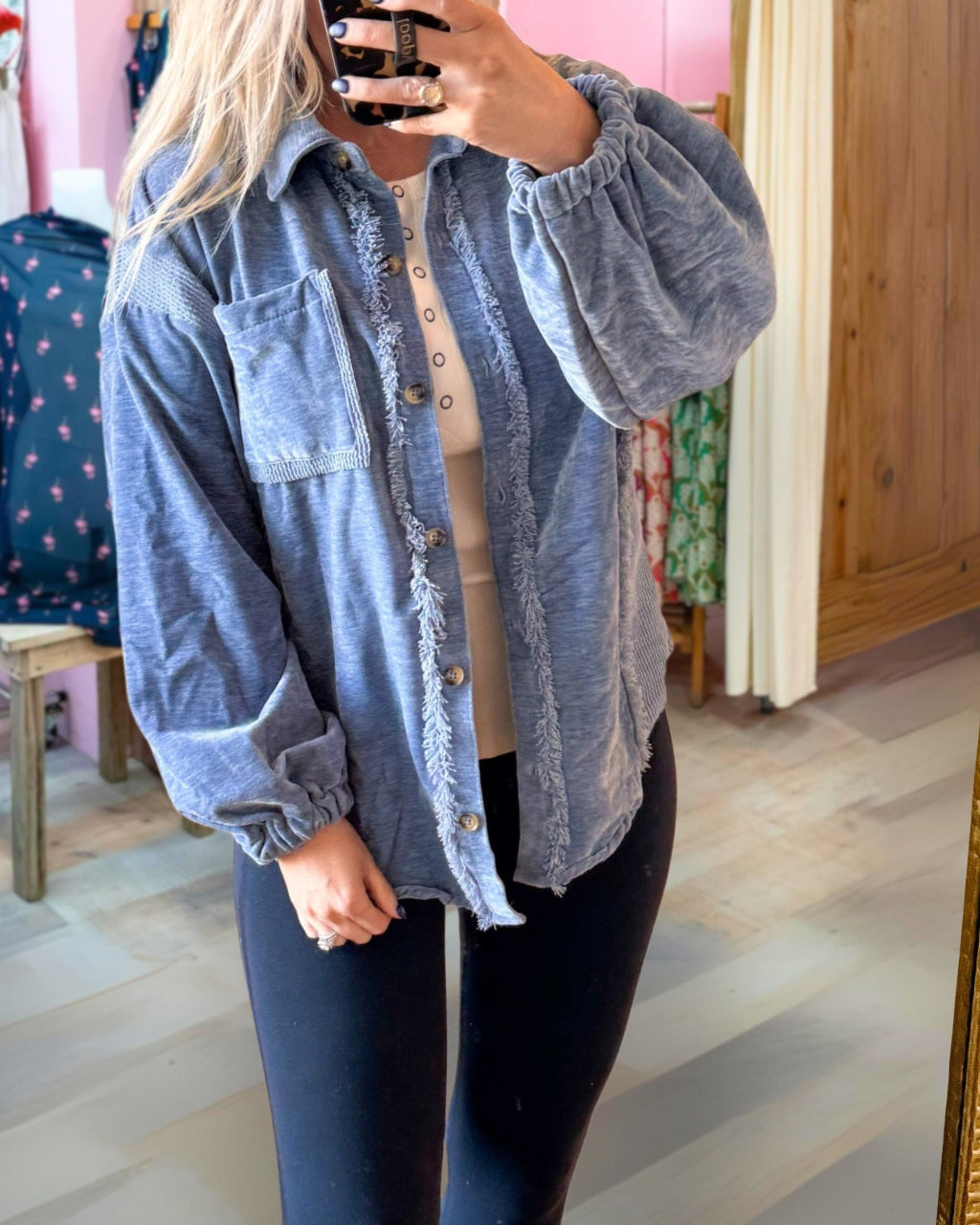 Vintage Washed Fringe Jacket