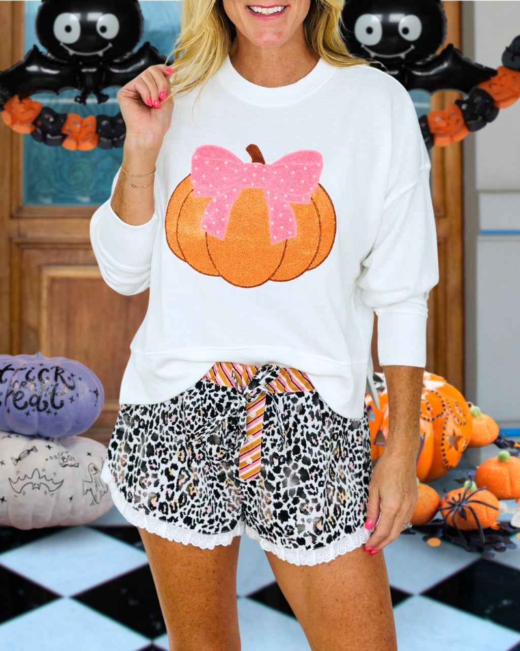 Cute Embroidered Pumpkin Pullover
