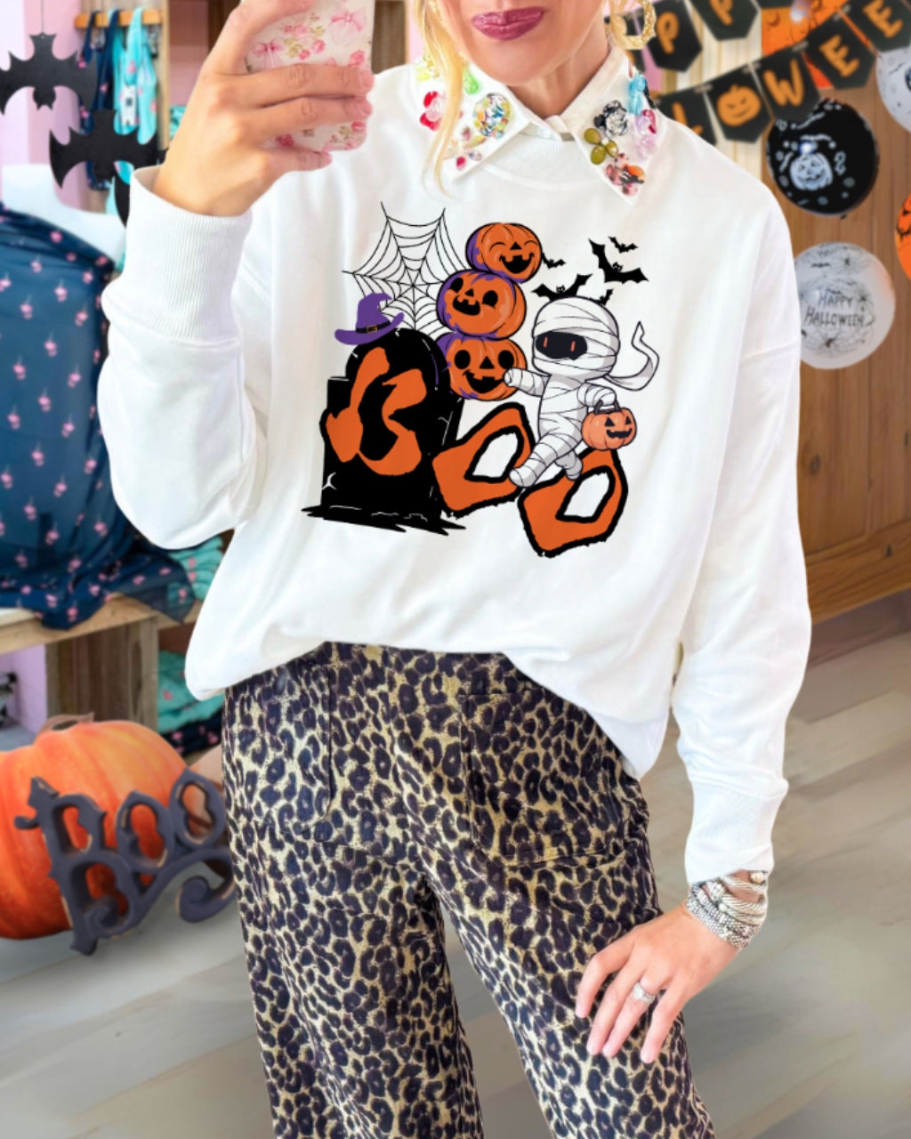 Cool Spooky Halloween Print Sweatshirt