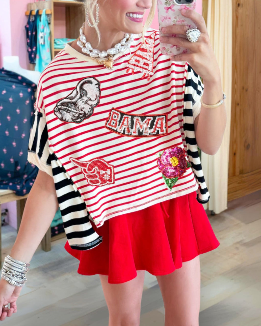 Colorful Sequin Bama Striped Top