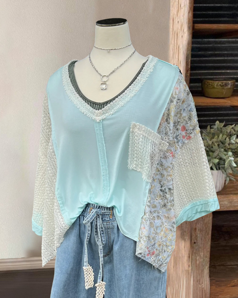 Oversized Floral Cutout Top