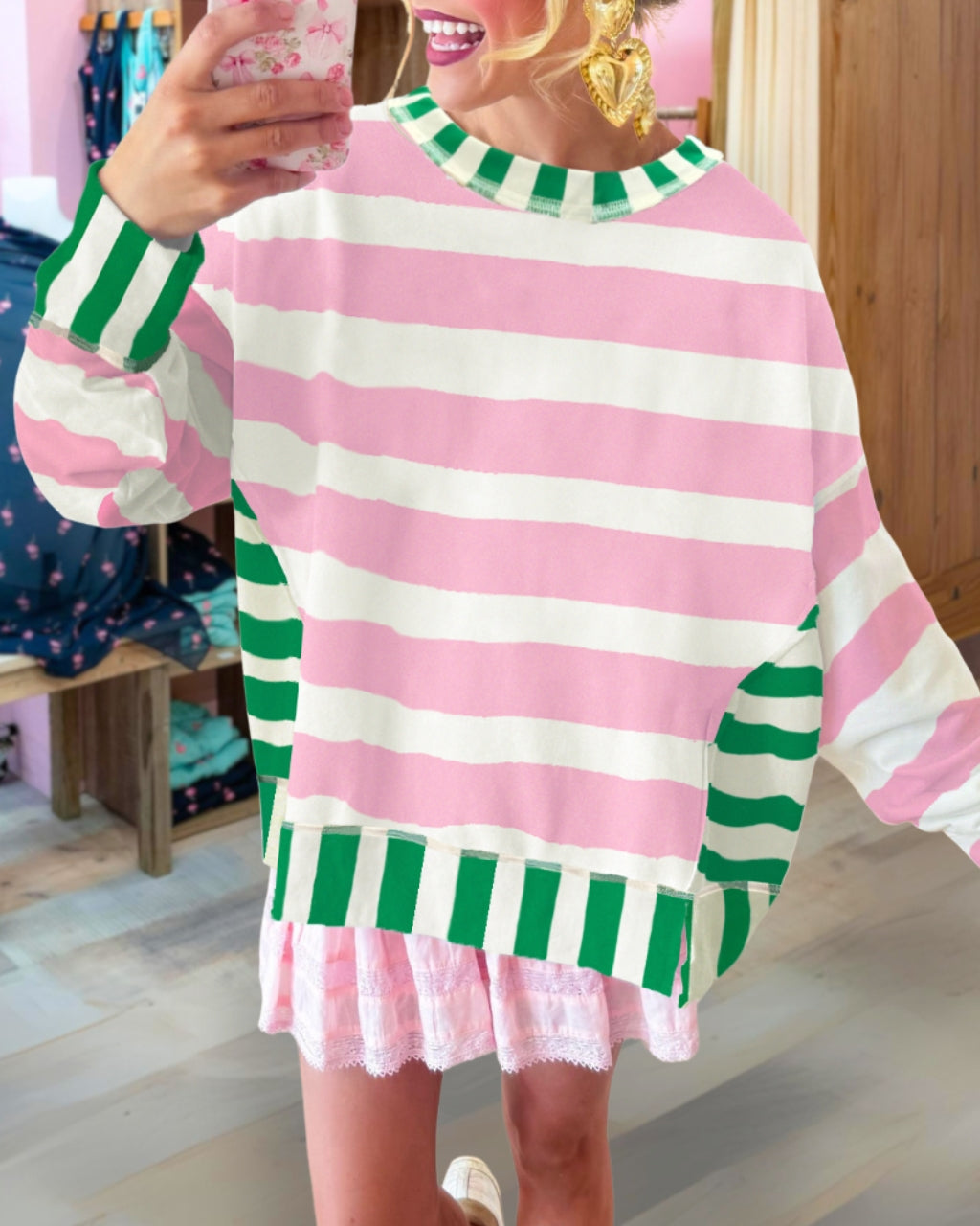Whimsy Two-Tone Stripe Sweatshirt