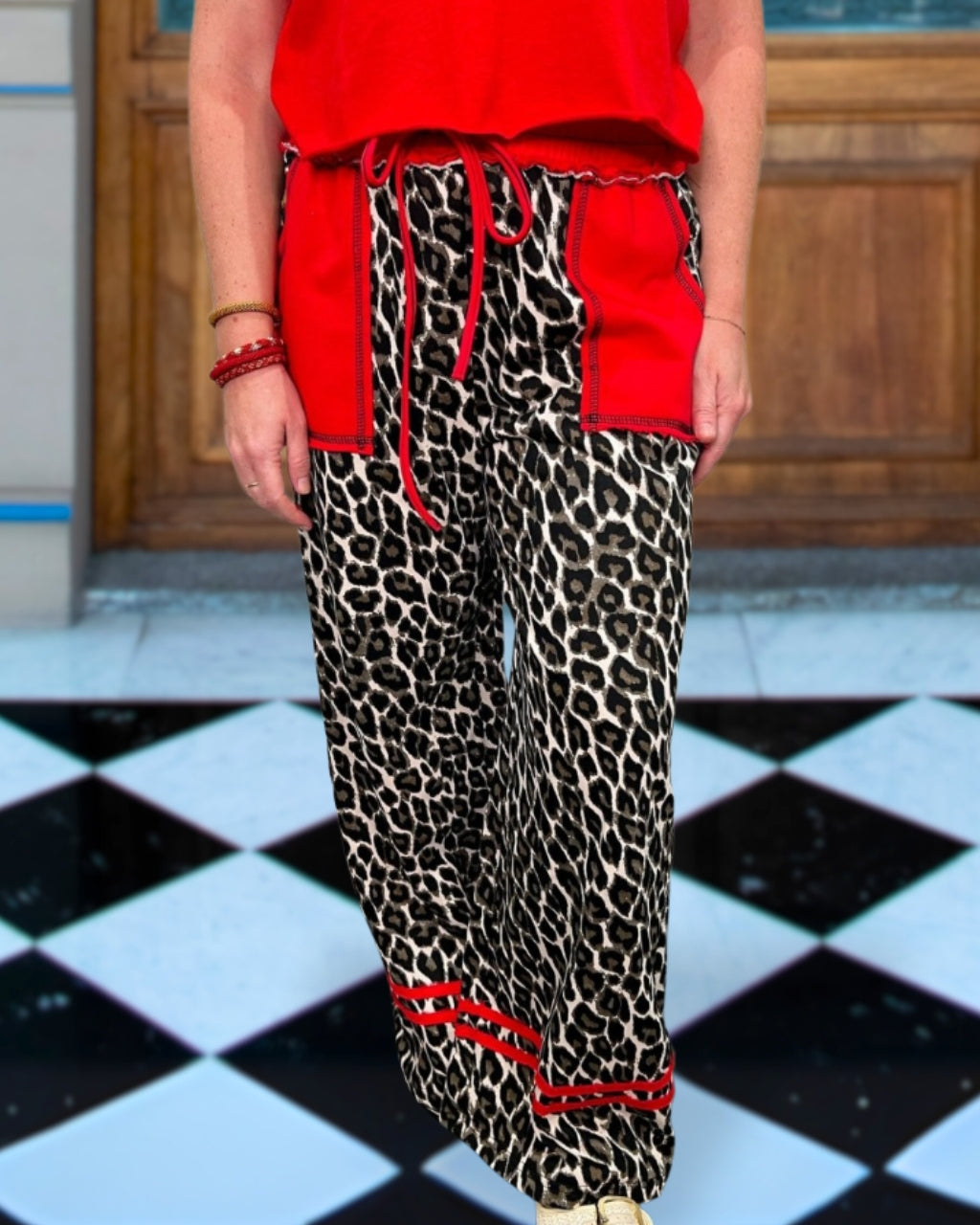 Jungle Leopard Wide-Leg Pants