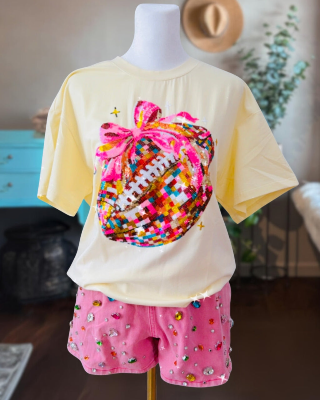 Sequin Bow Football Tee
