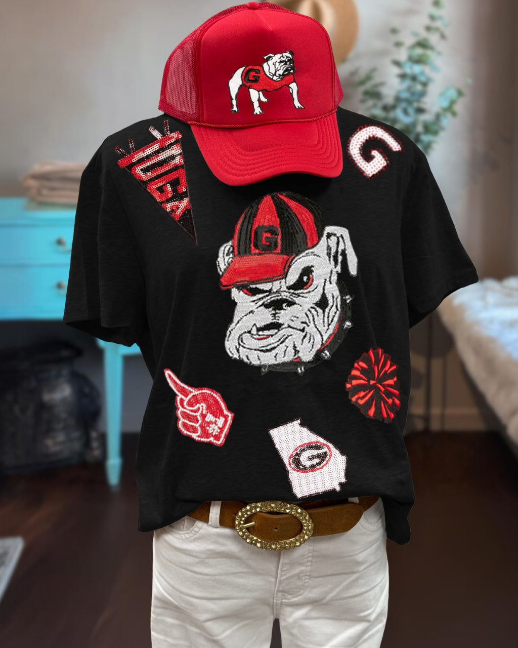 UGA Bulldogs Sequin Embellished Tee