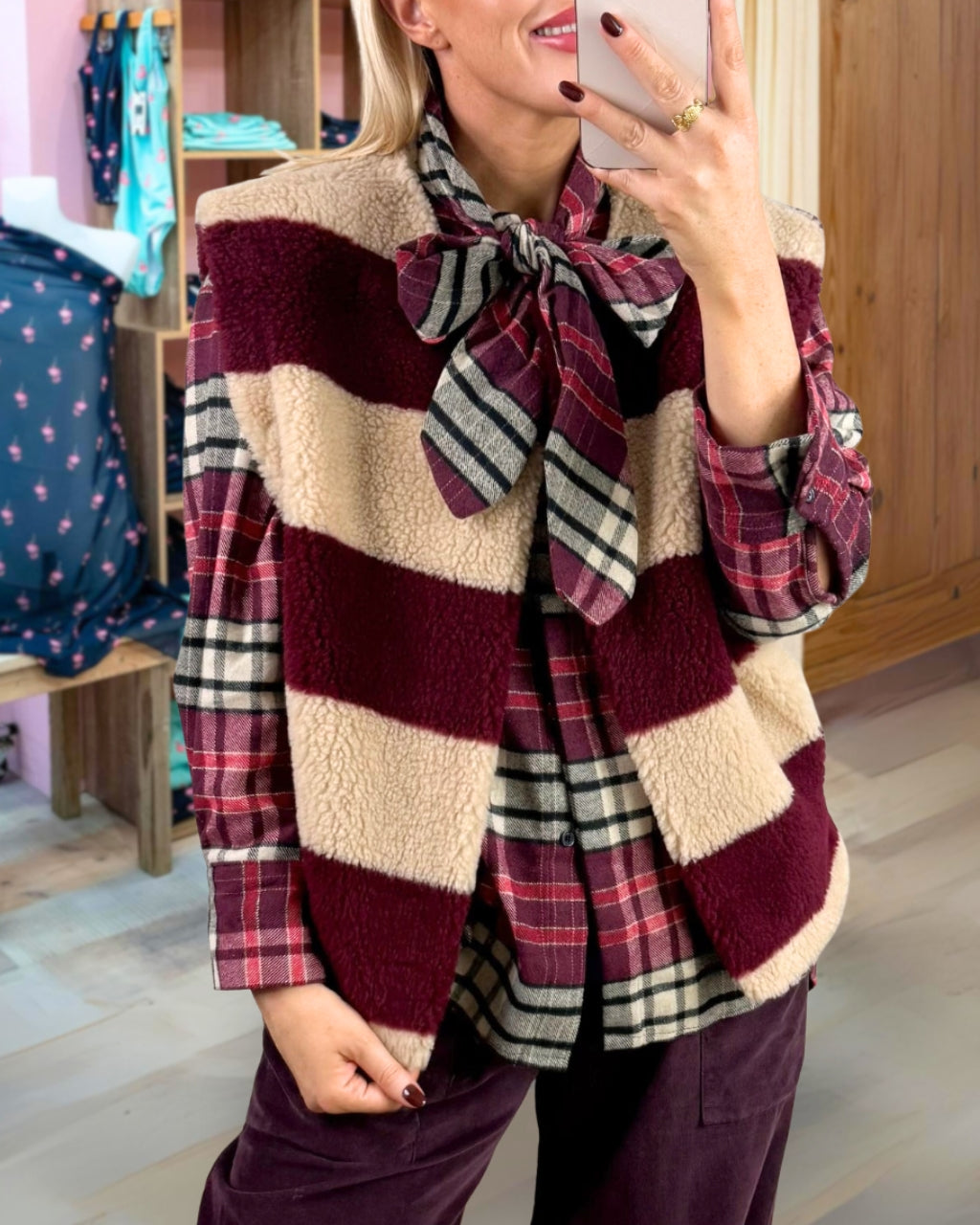 Chic Striped Fleece Vest