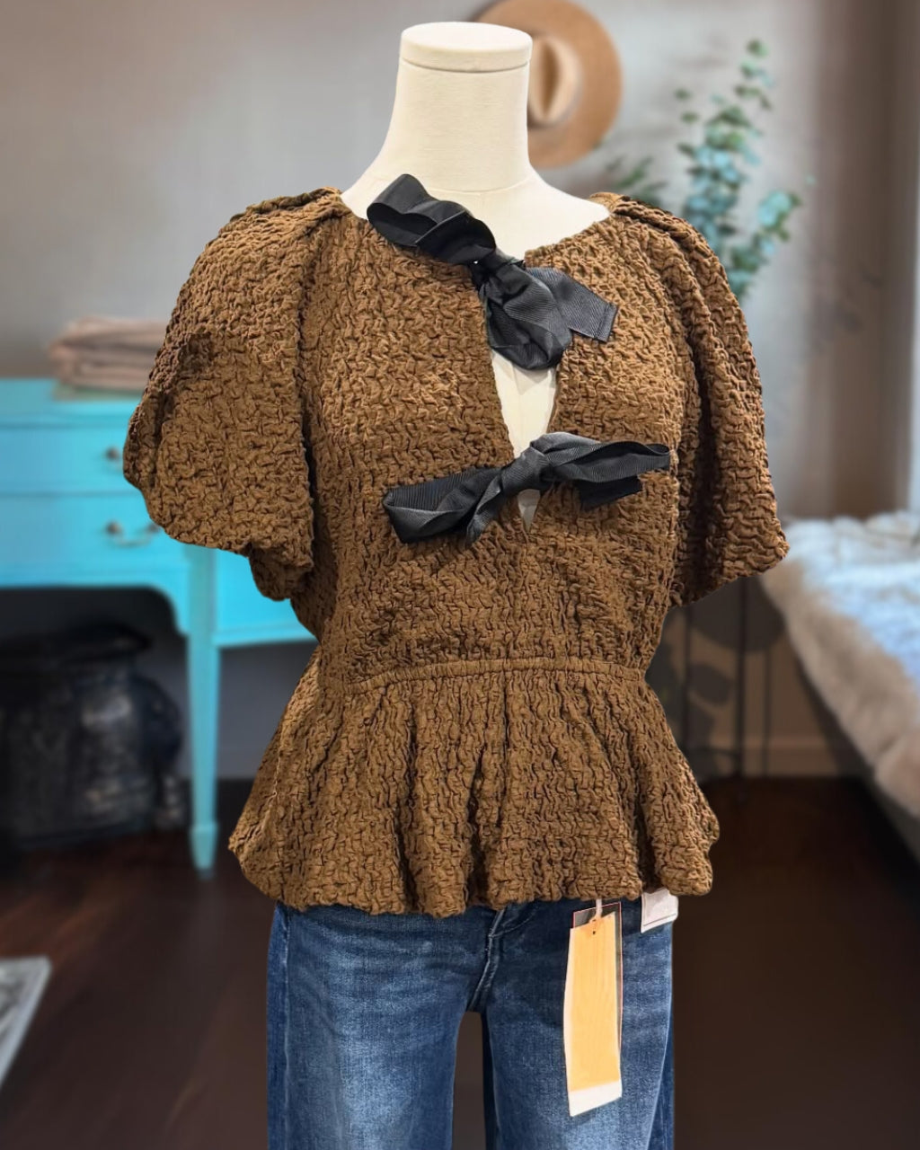 Playful Bow Texture Top