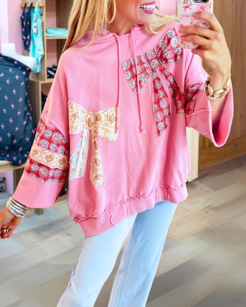 Patchwork Bow Whimsy Hoodie