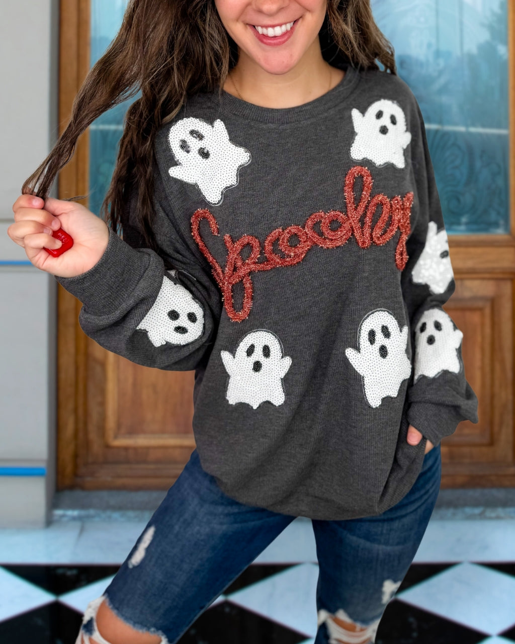 Spooky Sequin Ghost Sweater