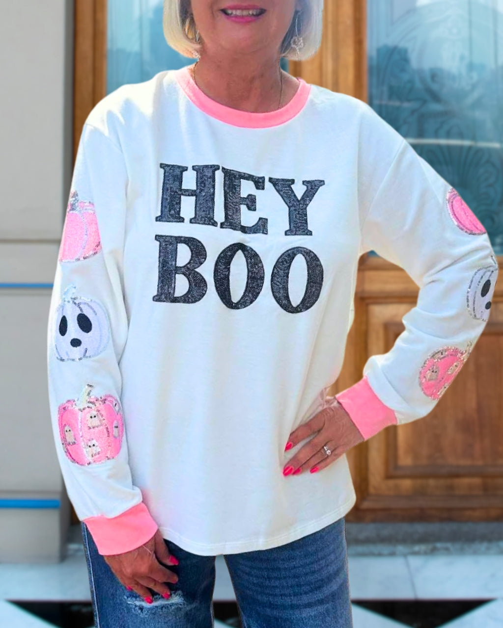 Hey Boo Sequin Fun Sweatshirt