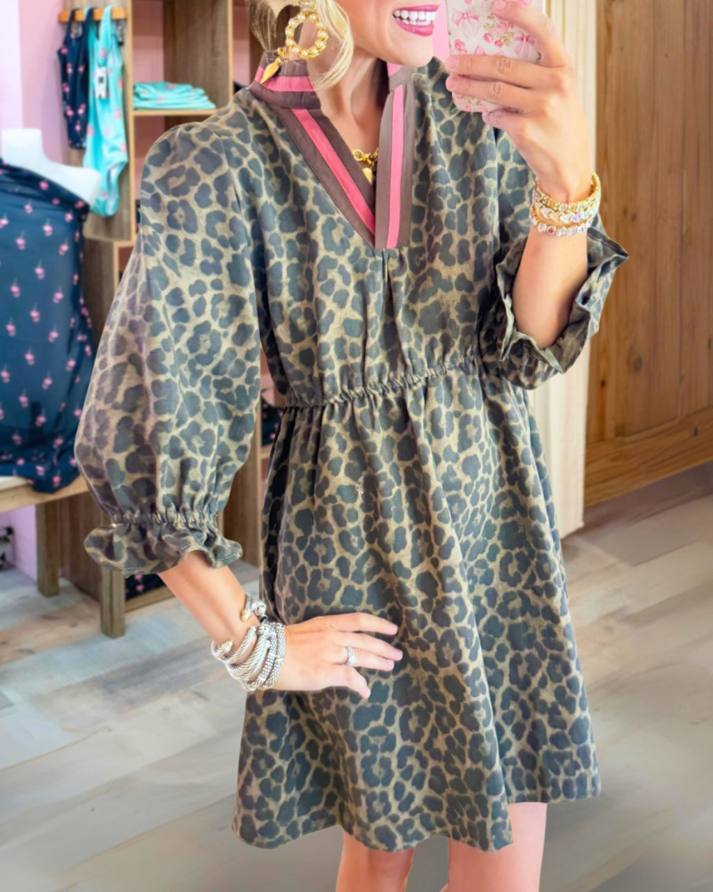 Leopard Puff Mini Dress