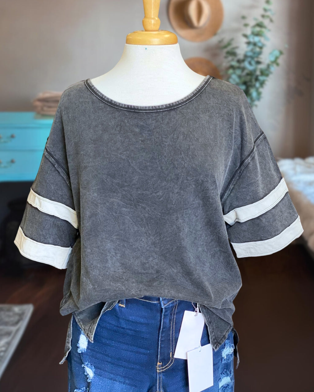 Washed Color Block Tee