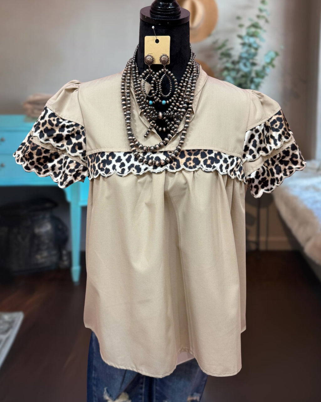 Leopard Trim Chic Top