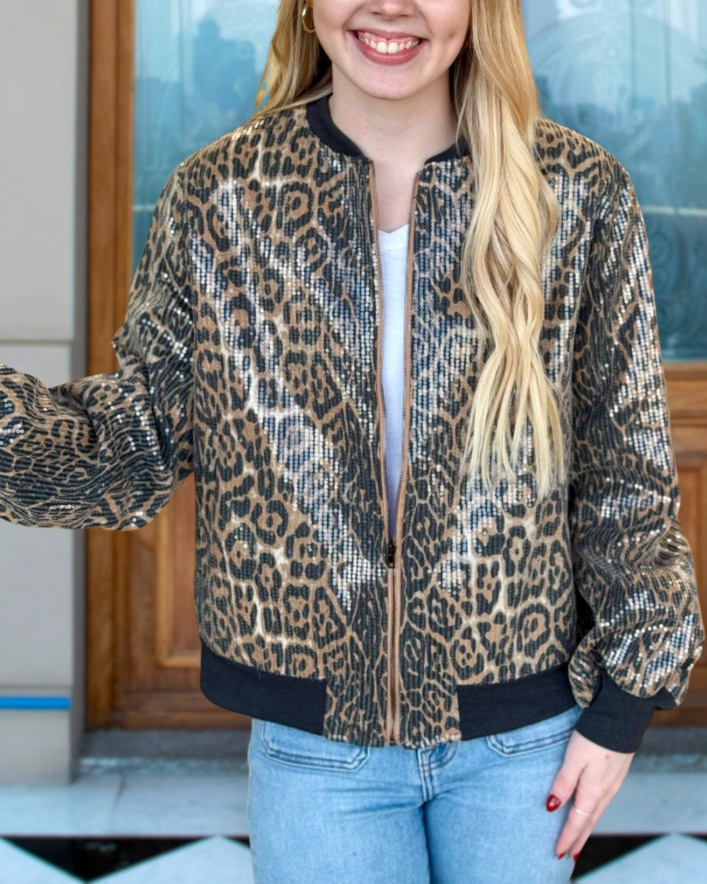 Stylish Leopard Sequin Jacket