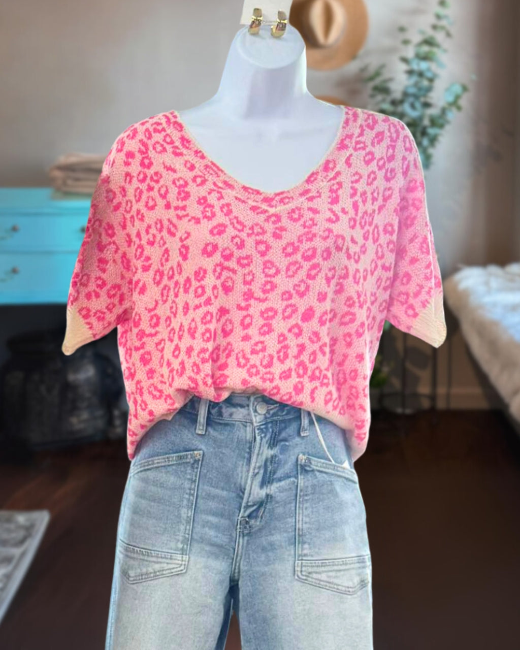 Leopard Print V-Neck Top