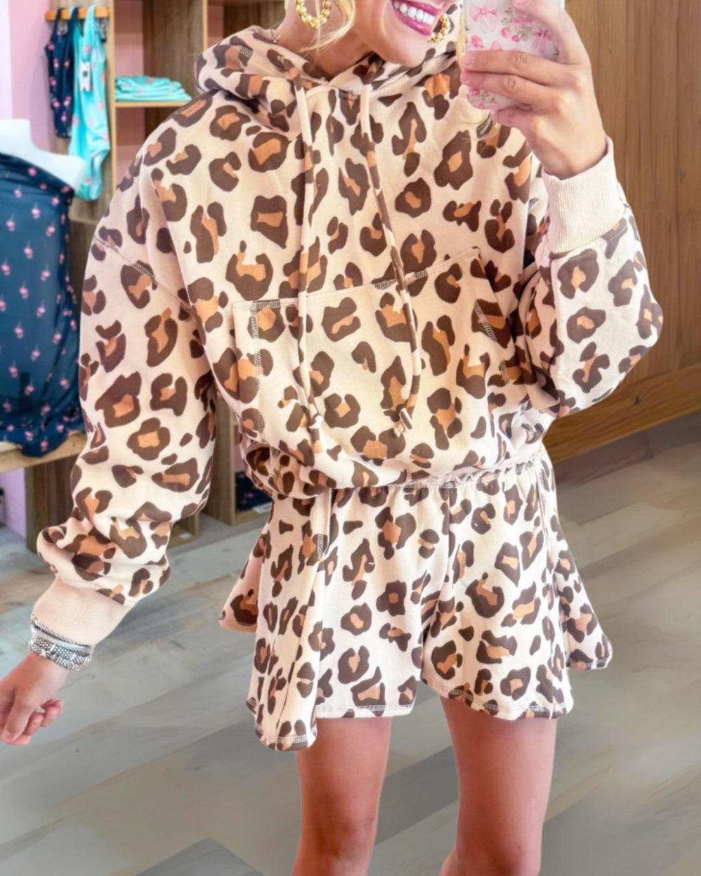Leopard Bubble Hoodie Set
