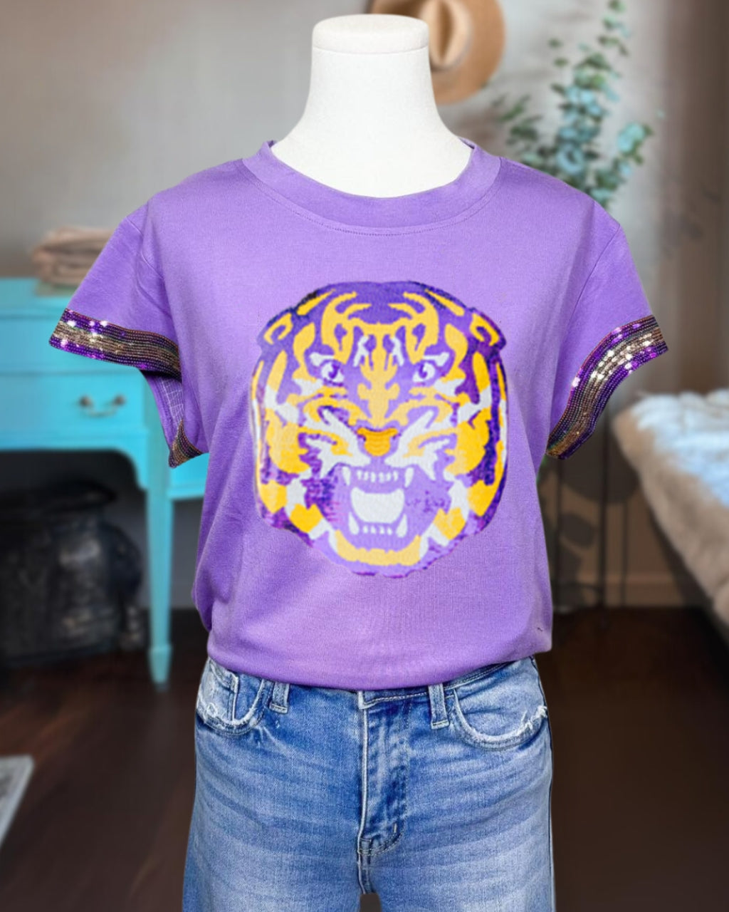 Dynamic LSU Tigers Sequin Tee